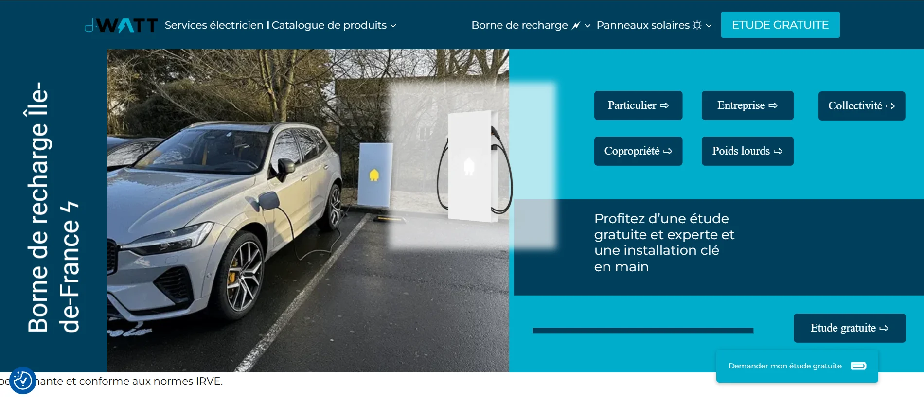 Ancien hero de la page D.WATT consacrée aux bornes de recharge, sur ordinateur